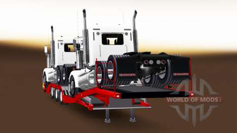 Низкорамный трал с грузом седельных тягачей для American Truck Simulator