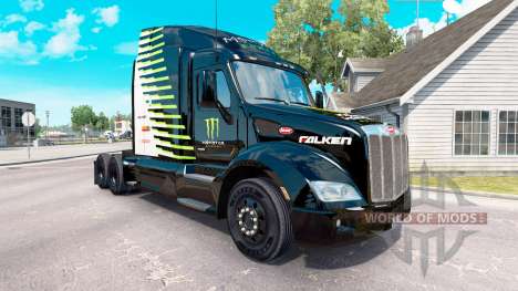 Скин Falken Monster Energy на тягач Peterbilt для American Truck Simulator