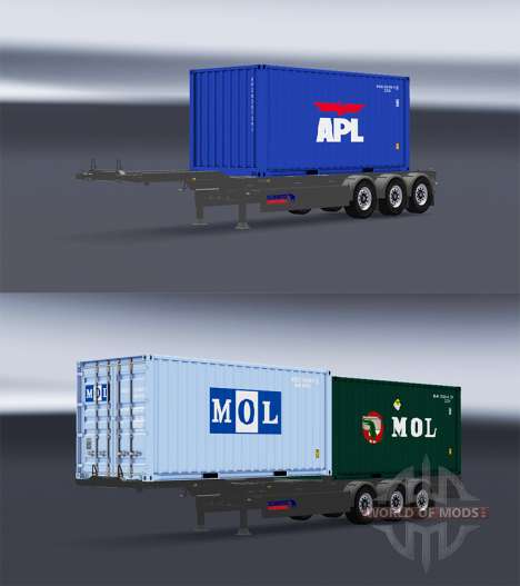 Полуприцепы контейнеровозы v1.1 для American Truck Simulator