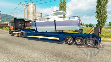 Низкорамный трал с яхтой для Euro Truck Simulator 2