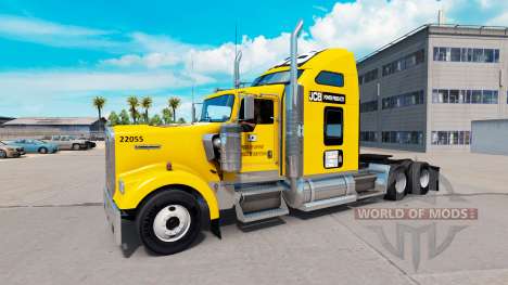 Скин JCB на тягач Kenworth W900 для American Truck Simulator
