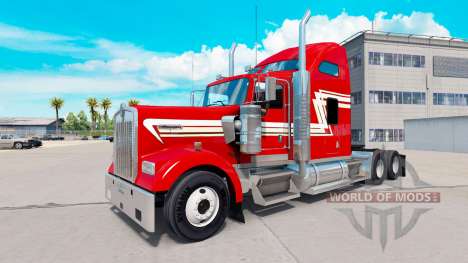 Скин Red and Cream на тягач Kenworth W900 для American Truck Simulator