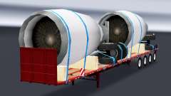 Полуприцеп-площадка с авиадвигателями для American Truck Simulator