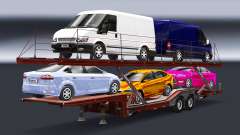 Полуприцеп-автовоз с автомобилями Audi и Ford для Euro Truck Simulator 2