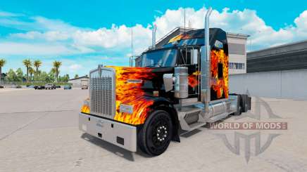 Скин Tigers In Flames на тягач Kenworth W900 для American Truck Simulator