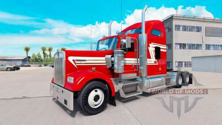 Скин Red and Cream на тягач Kenworth W900 для American Truck Simulator