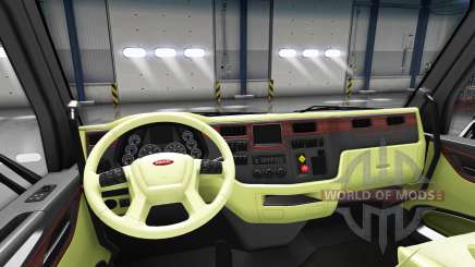 Кремовый интерьер Peterbilt 579 для American Truck Simulator