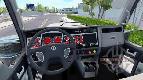 Красный окрас приборов у Kenworth W900 для American Truck Simulator