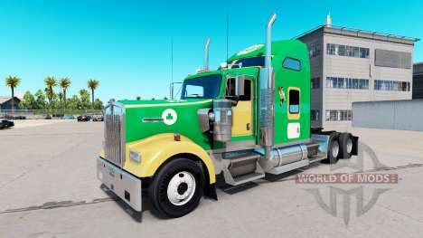 Скин Boston Celtics на тягач Kenworth W900 для American Truck Simulator