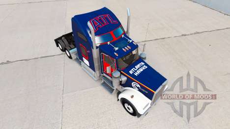 Скин Atlanta Hawks на тягач Kenworth W900 для American Truck Simulator