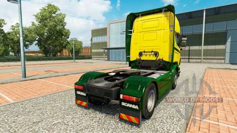 Скин Ouro Verde Transportes на тягач Scania для Euro Truck Simulator 2