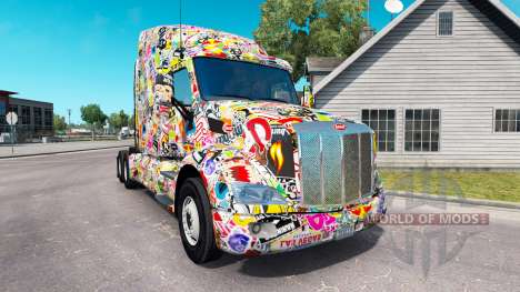 Скин Sticker Bomb на тягач Peterbilt для American Truck Simulator