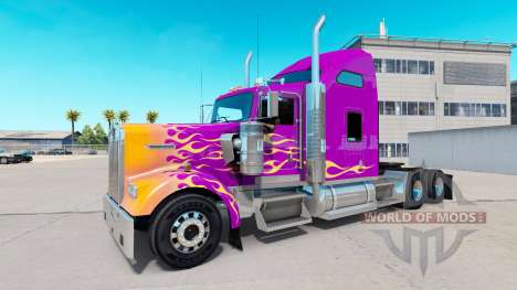 Скин California Flames на тягач Kenworth W900 для American Truck Simulator