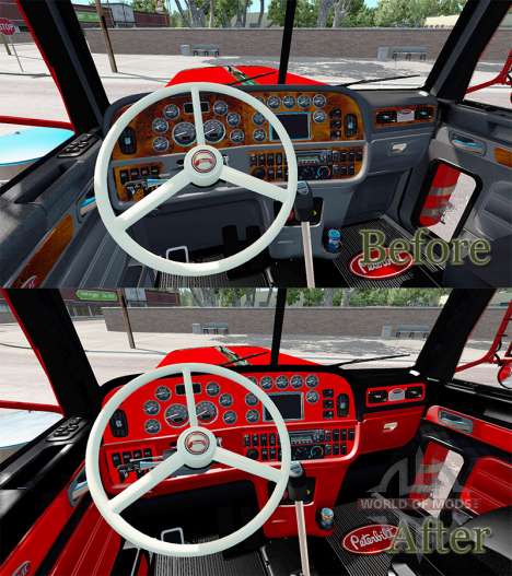 Интерьер Red and Black для Peterbilt 389 для American Truck Simulator