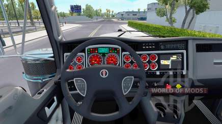Красный окрас приборов у Kenworth W900 для American Truck Simulator