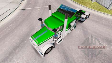 Скин White-metallic green на тягач Peterbilt 389 для American Truck Simulator