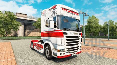 Скин White-red на тягач Scania для Euro Truck Simulator 2