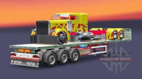 Полуприцеп-платформа с грузом тягача Peterbilt для Euro Truck Simulator 2