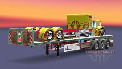 Полуприцеп-платформа с грузом тягача Peterbilt для Euro Truck Simulator 2
