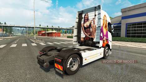 Скин Jennifer Lawrence на тягач Volvo для Euro Truck Simulator 2