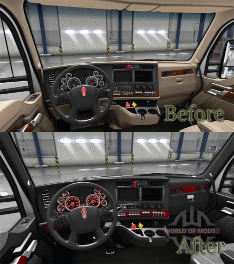 Интерьер Red Dial для Kenworth T680 для American Truck Simulator