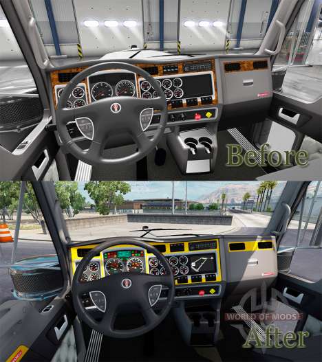 Интерьер Yellow-gray для Kenworth W900 для American Truck Simulator