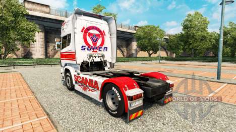 Скин White-red на тягач Scania для Euro Truck Simulator 2