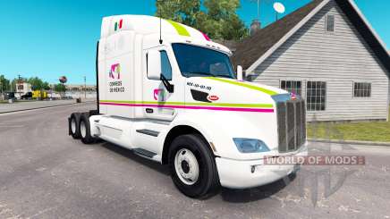 Скин Correos de Mexico на тягач Peterbilt для American Truck Simulator