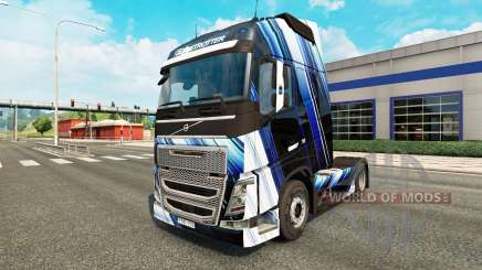 Скин Blue Stripes на тягач Volvo для Euro Truck Simulator 2