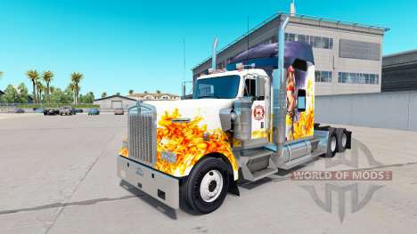 Скин Firefighter на тягач Kenworth W900 для American Truck Simulator