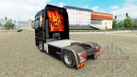 Скин Skull on fire на тягач MAN для Euro Truck Simulator 2