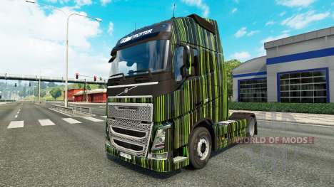 Скин Green Stripes на тягач Volvo для Euro Truck Simulator 2