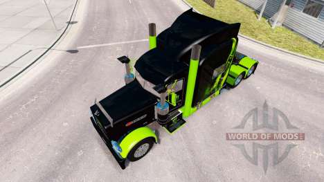 Скин Monster Energy Green на тягач Peterbilt 389 для American Truck Simulator