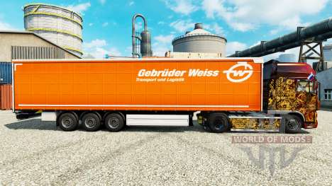 Скин Gebruder Weiss на полуприцепы для Euro Truck Simulator 2