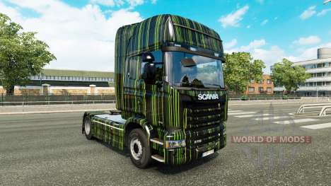 Скин Green Stripes на тягач Scania для Euro Truck Simulator 2