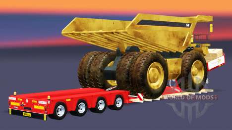 Низкорамный трал с самосвалом Caterpillar для Euro Truck Simulator 2
