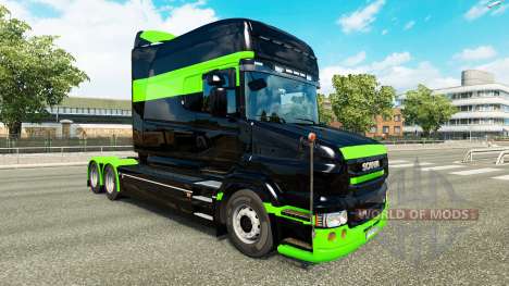Скин Black-green на тягач Scania T для Euro Truck Simulator 2