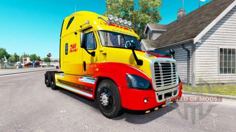 Скин DHL на тягач Freightliner Cascadia для American Truck Simulator