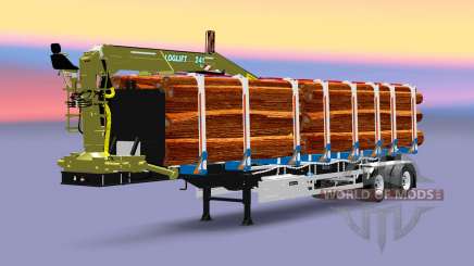 Полуприцеп-лесовоз Huttner с грузом для Euro Truck Simulator 2