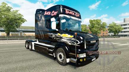 Скин Black Cat на тягач Scania T для Euro Truck Simulator 2