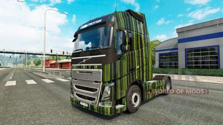 Скин Green Stripes на тягач Volvo для Euro Truck Simulator 2