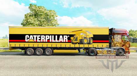 Скин Caterpillar на шторный полуприцеп для Euro Truck Simulator 2