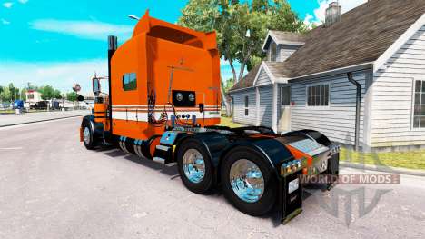 Скин Orange with White Stripes на Peterbilt 389 для American Truck Simulator