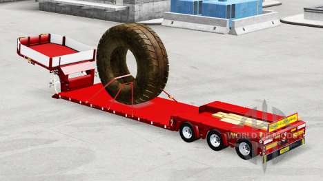 Низкорамный трал с грузом большой покрышки для American Truck Simulator