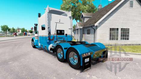 Скин Baby Blue and White на тягач Peterbilt 389 для American Truck Simulator