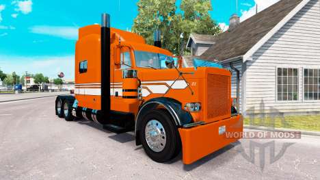 Скин Orange with White Stripes на Peterbilt 389 для American Truck Simulator