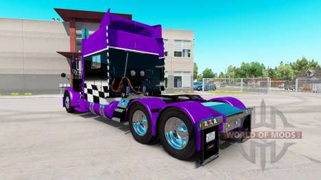 Скин Purple and Black checker на Peterbilt 389 для American Truck Simulator