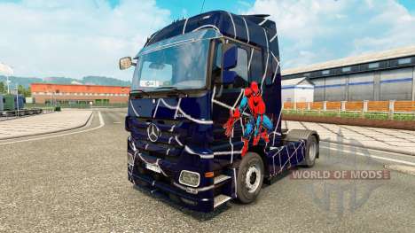 Скин Spider-Man на тягач Mercedes-Benz для Euro Truck Simulator 2