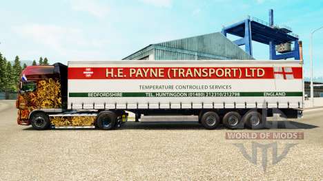 Скин H.E.Payne Transport на шторный полуприцеп для Euro Truck Simulator 2