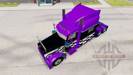 Скин Purple and Black checker на Peterbilt 389 для American Truck Simulator
